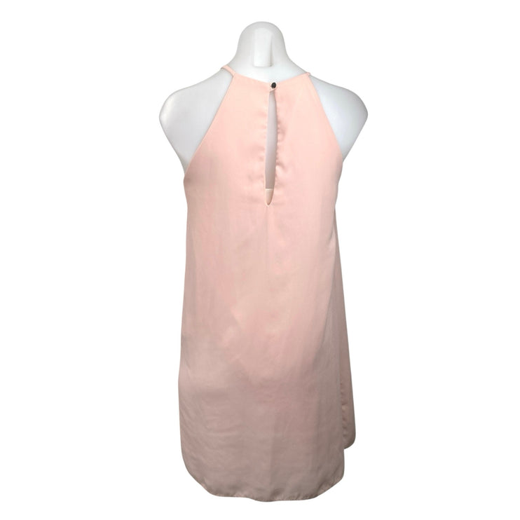 Nymphe Women's Pink Sleeveless High Neck Pleated Tank Shift Mini Dress Size S