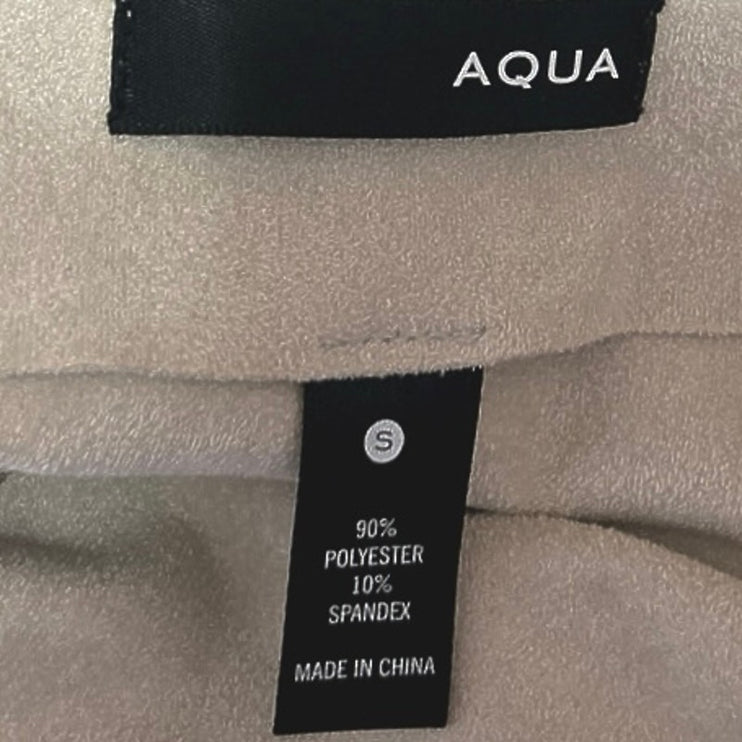 Aqua Beige White High Waist Zipper Asymmetric Knee Length Pencil Skirt Size S