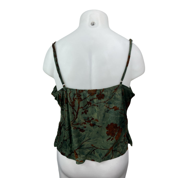 Cider Women's Green Tie Dye Floral Cowl Neck Sleeveless Cami Camisole Tank 4XL