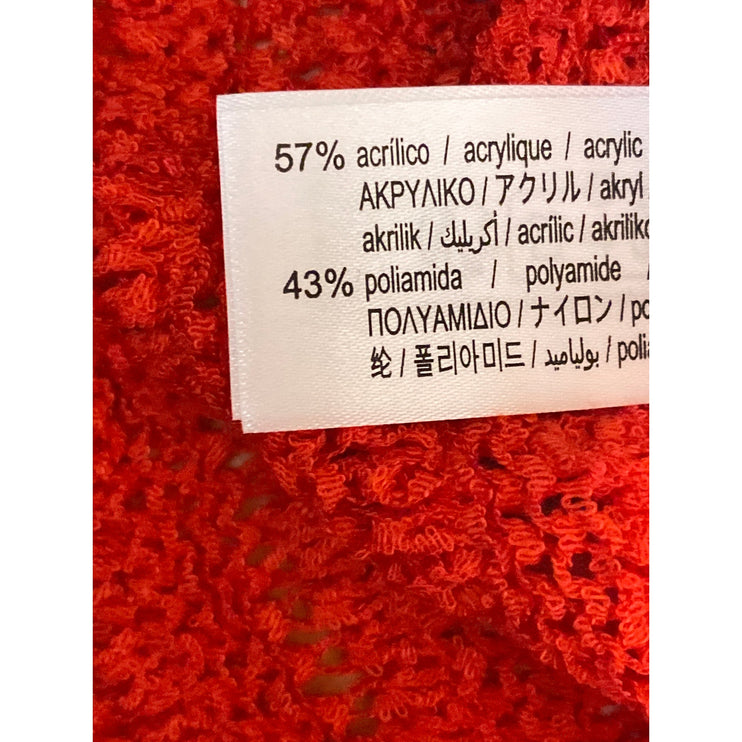 NEW Zara Red Long Bell Sleeve Crochet Knit Scoop Neck A Line Mini Dress Size L