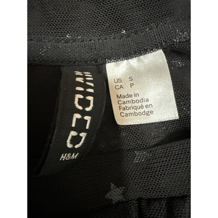 H&M Divided Black Star Print Short Sleeve Mesh Sheer Cover up Shirt Top Size S