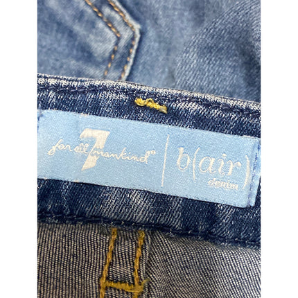 7 for All Mankind Blair Women's Blue Frayed Mid Rise Skinny Denim Jeans Pants S