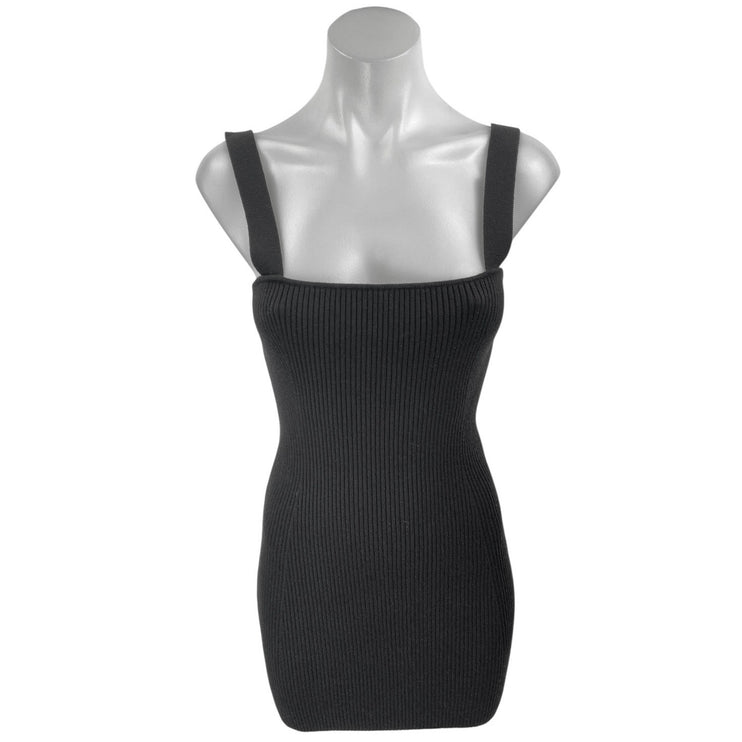 French Connection Black Sleeveless Ribbed Knit Cami Tank Mini Bodycon Dress Sz S