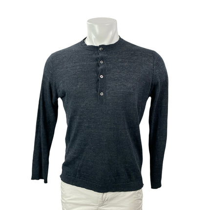 Thom Sweeny Gray Long Sleeves Knit Button Pullover Henley Tee T-shirt Top Sz XS