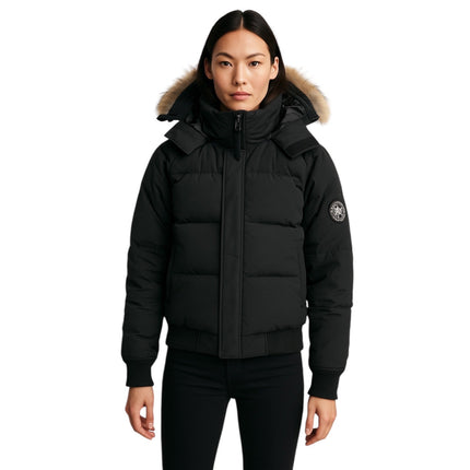 Canada Goose Women's Black Long Sleeve Fur Hooded Down Puffer Coat Jacket Sz XL