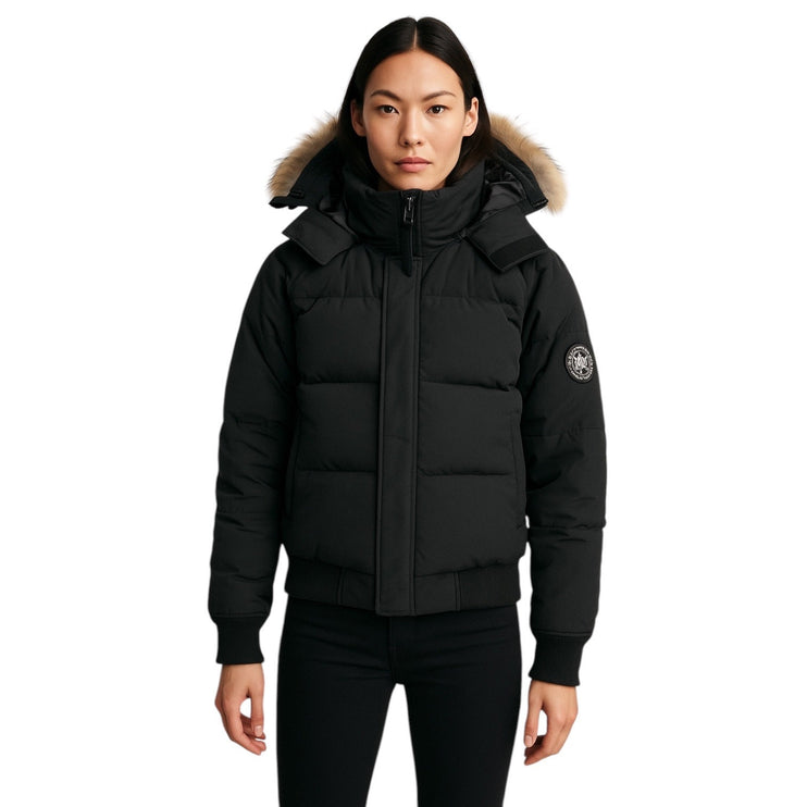 Canada Goose Women's Black Long Sleeve Fur Hooded Down Puffer Coat Jacket Sz XL