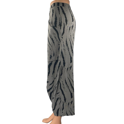 MxM Gray Zebra Animal Print Wide Leg High Waist Palazzo Harem Trousers Pants M