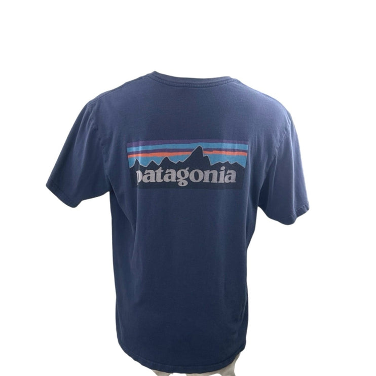 Patagonia Men's Navy Blue Logo Short Sleeve Crewneck T Shirt Tee Top Size L