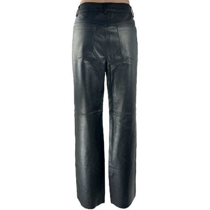 Princess Polly Black High Rise Wide Leg Faux Leather Vegan Trousers Pants Sz 6