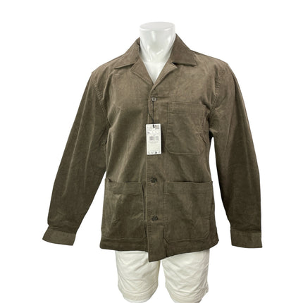 NEW MNG Mango Men's Olive Green Corduroy Pocket Button Down Overshirt Size XL