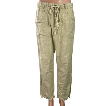 Free People Womens Beige High Rise Elastic Waist Pockets Utility Trouser Pants M