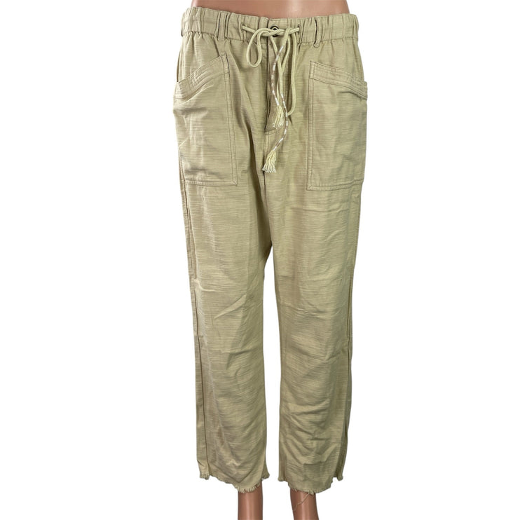 Free People Womens Beige High Rise Elastic Waist Pockets Utility Trouser Pants M