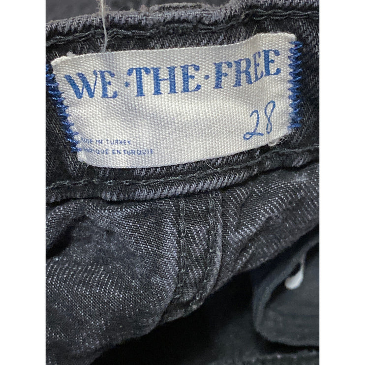 Free People We The Free High Rise Raw Hem Frayed Straight Leg Denim Jeans Sz 28