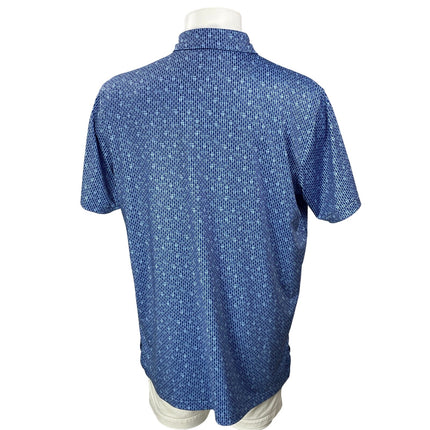 Peter Millar Men's Blue Geometric Golf Casual Short Sleeve Polo Shirt Top Size L