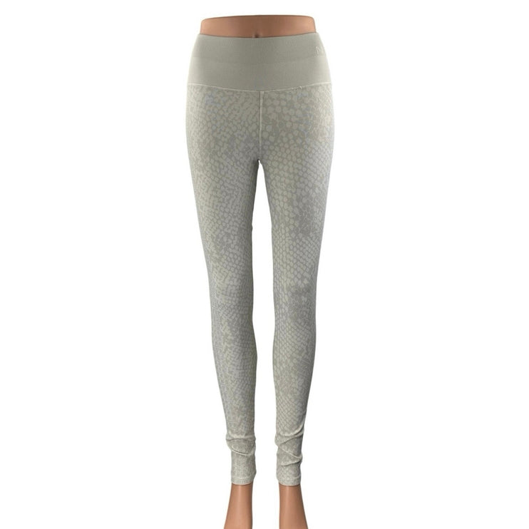 Women's Gray Snakeskin High Waist Seamless Skinny Athletic Activewear Leggings S
