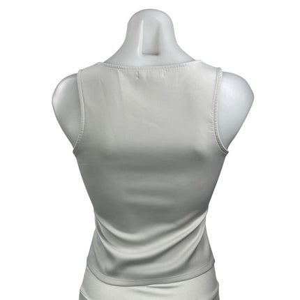 Good American Women's White Scoop Neck Sleeveless Cami Tank Crop Top Size 1