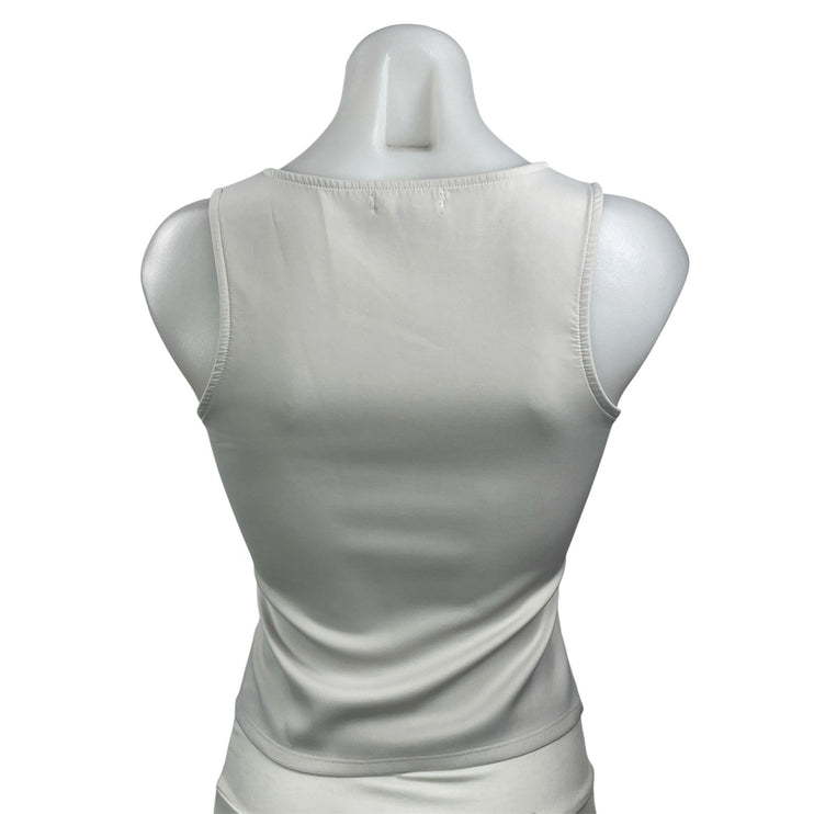 Good American Women's White Scoop Neck Sleeveless Cami Tank Crop Top Size 1
