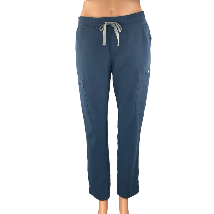 Figs Women's Blue Drawstring Cargo Straight Nurse Medical Scrub Pants Size XS