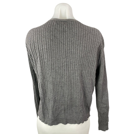 KORS Michael Kors Gray V Neck Long Sleeve Button Up Cardigan Sweater Top Size XL