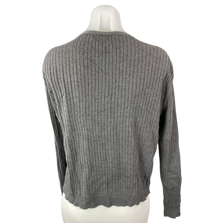 KORS Michael Kors Gray V Neck Long Sleeve Button Up Cardigan Sweater Top Size XL