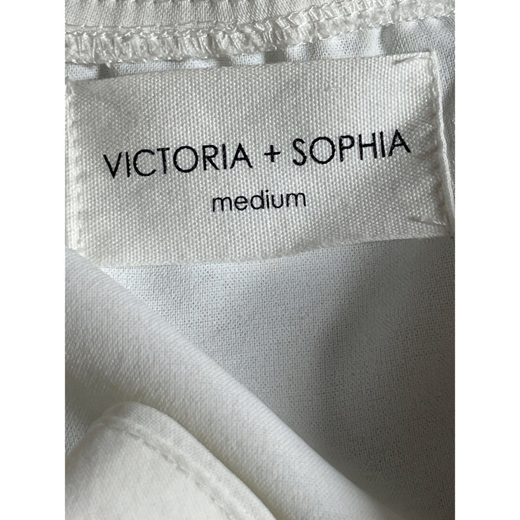 Victoria + Sophia Women's White Ruffled Long Sleeve Bustier Corset Crop Top Sz M