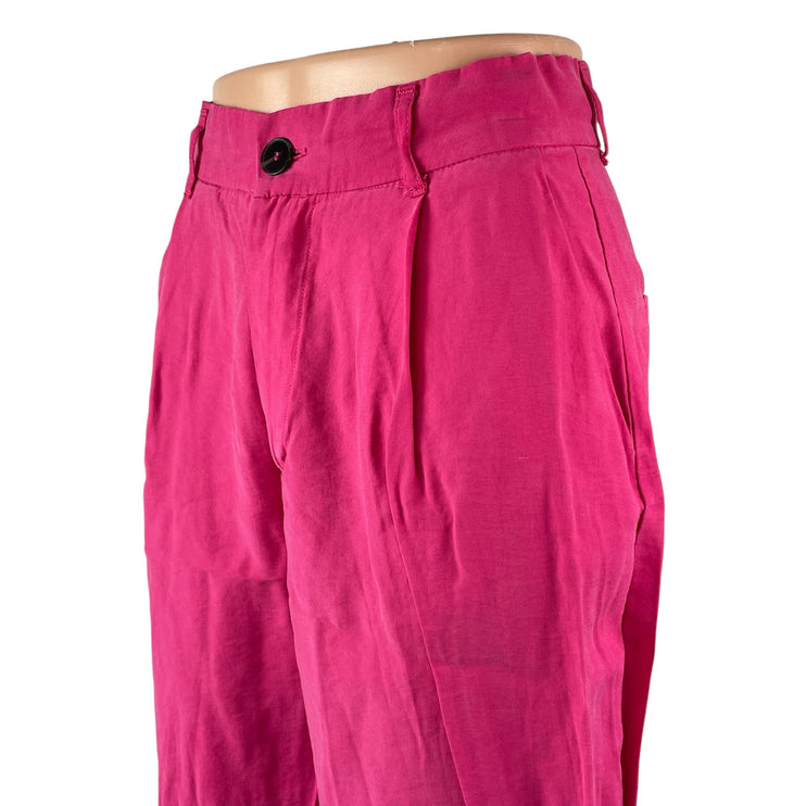 Zara Women's Pink High Rise Pleated Wide Leg Straight Trousers Pants Size S