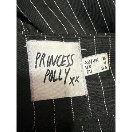 Princess Polly Women's Black Stripe High Rise Palazzo Wide Leg Trousers Pants 4