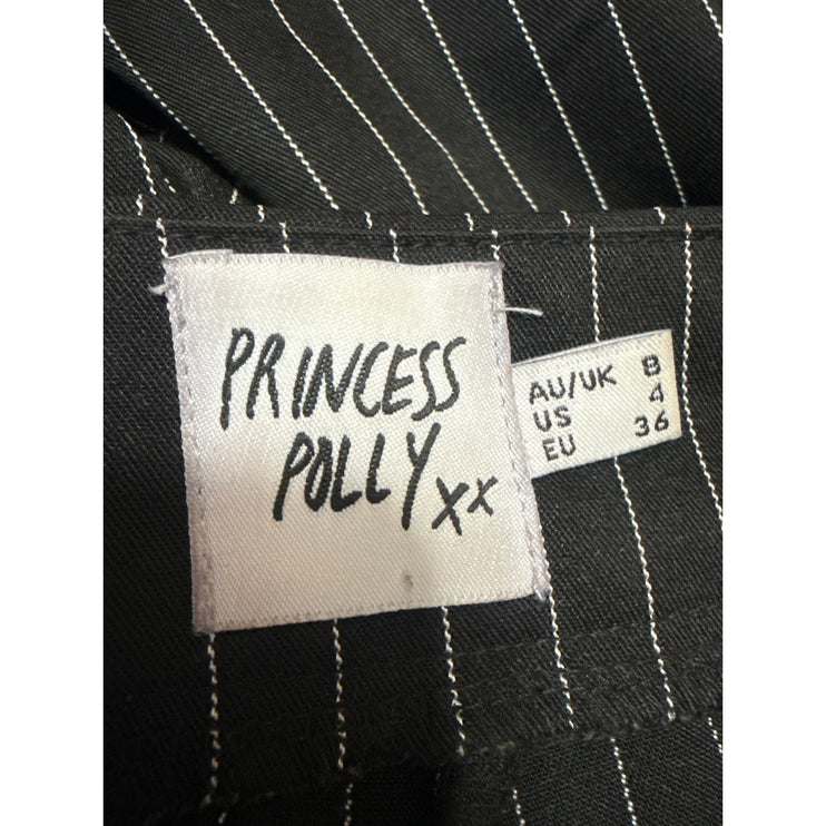 Princess Polly Women's Black Stripe High Rise Palazzo Wide Leg Trousers Pants 4