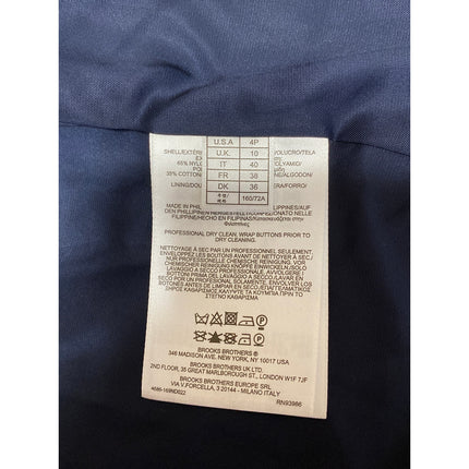 Brooks Brothers Women's Navy Blue Textured Long Sleeve Blazer Coat Jacker Size 4