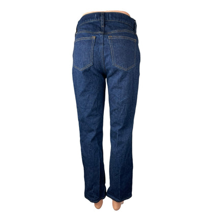 Abercrombie & Fitch Womens Dark Blue Wash Mid Rise Straight Denim Jeans Pants 25
