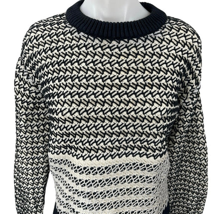 Proenza Schouler Women's Black White Striped Long Sleeve Pullover Sweater Top M