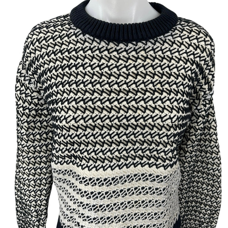 Proenza Schouler Women's Black White Striped Long Sleeve Pullover Sweater Top M