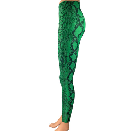 Beach Riot Ayla Women's Green Snakeskin Animal Print High Waist Leggings Pants S
