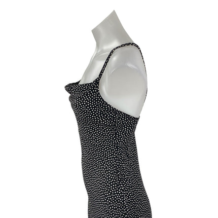 Zara Black Polka Dots Sleeveless Strappy Cowl Neck Cami Slip Maxi Dress Size S