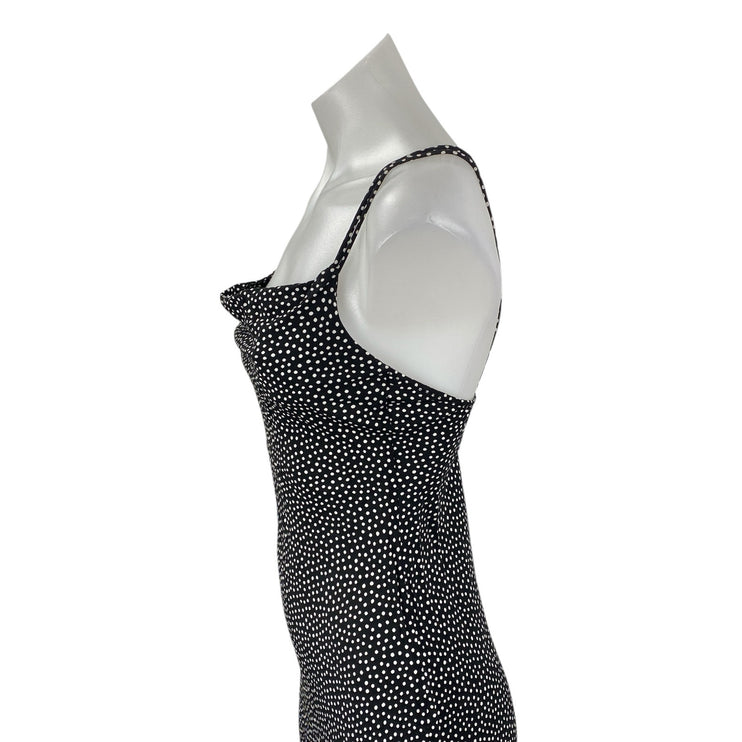 Zara Black Polka Dots Sleeveless Strappy Cowl Neck Cami Slip Maxi Dress Size S