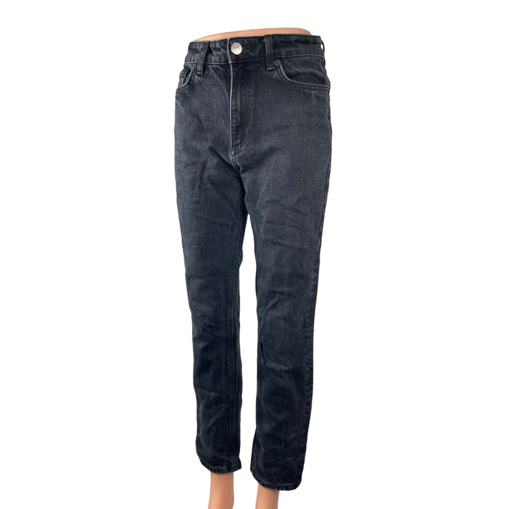 Zara Women's Black High Rise Relaxed Straight Mom Boyfriend Denim Jeans Pants 4