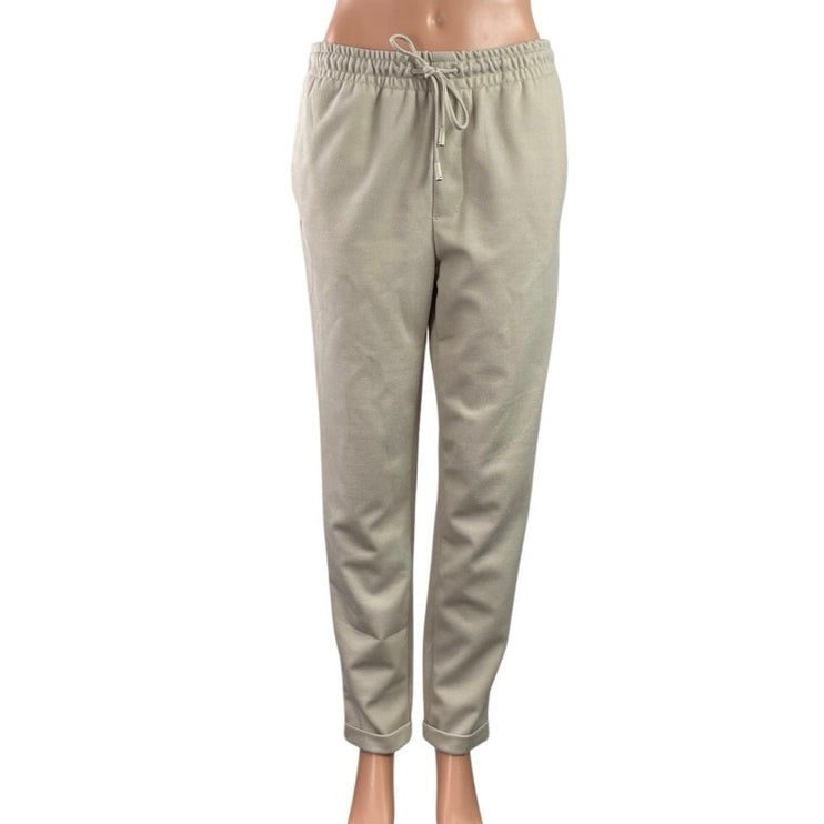 Zara Women's Gray High Waisted Drawstring Tapered Trousers Sweat Pants Size M