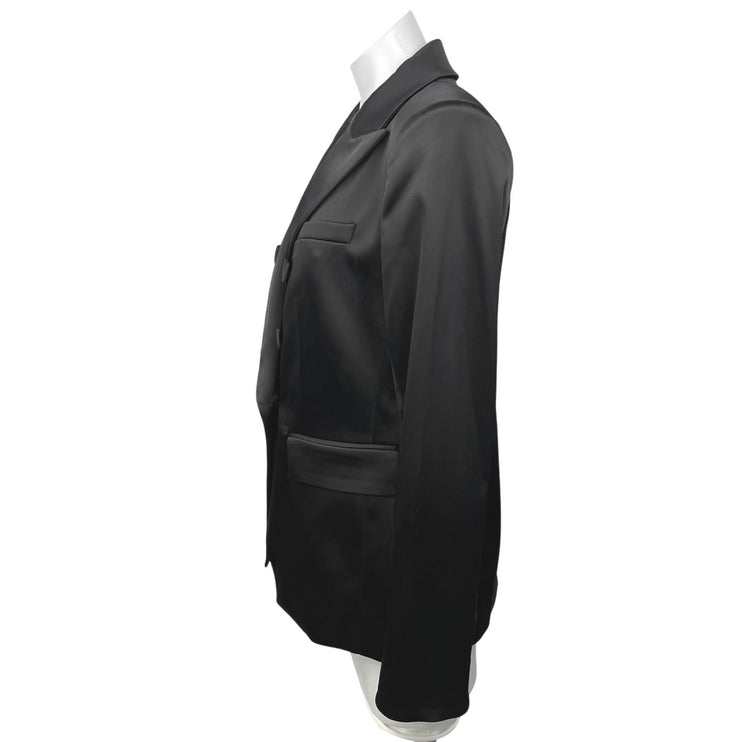 NEW Veronica Beard Miller Dickey Black Satin Double Breasted Blazer Jacket Sz 8