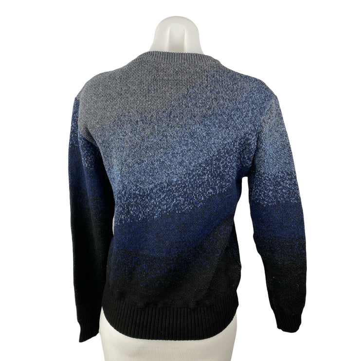 Buffalo David Bitton Women's Blue Ombre Long Sleeve Crewneck Sweater Top Sz S