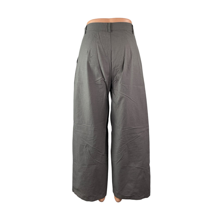 Princess Polly Women's Gray High Rise Wide Leg Baggy Palazzo Trousers Pants Sz 2