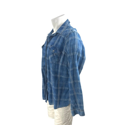 Orvis Men's Washed  Blue Plaid Check Collared Long Sleeve Button Up Shirt Top XL