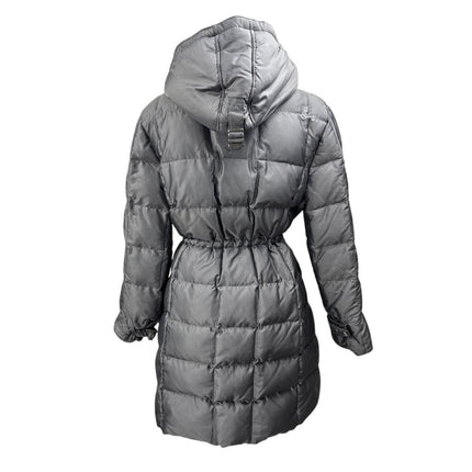 Michael Kors Gray Down Hoodie Hooded Long Sleeve Quilted Puffer Jacket Size L