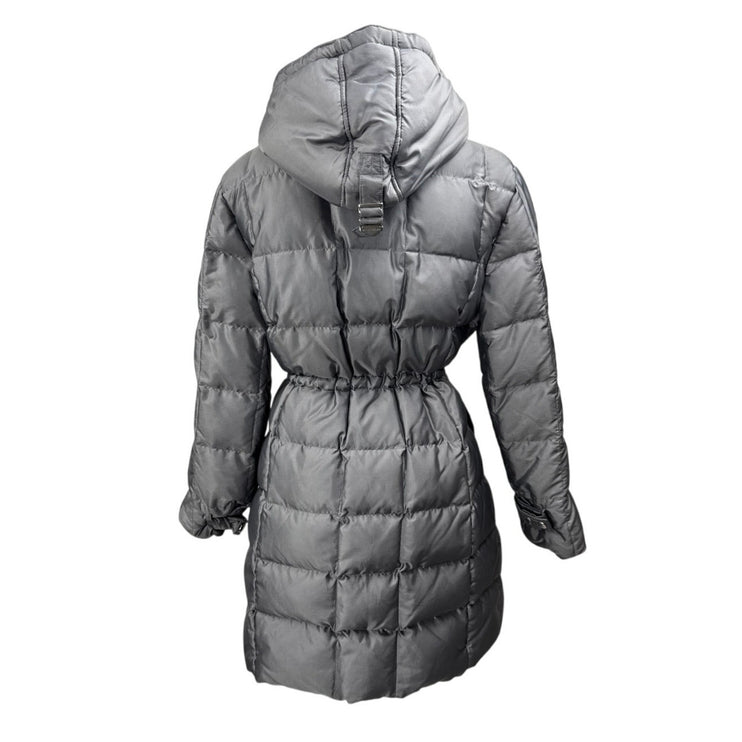 Michael Kors Gray Down Hoodie Hooded Long Sleeve Quilted Puffer Jacket Size L