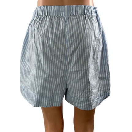 WeWoreWhat Women's Blue White Striped Elastic Waist Summer Casual Shorts Size M
