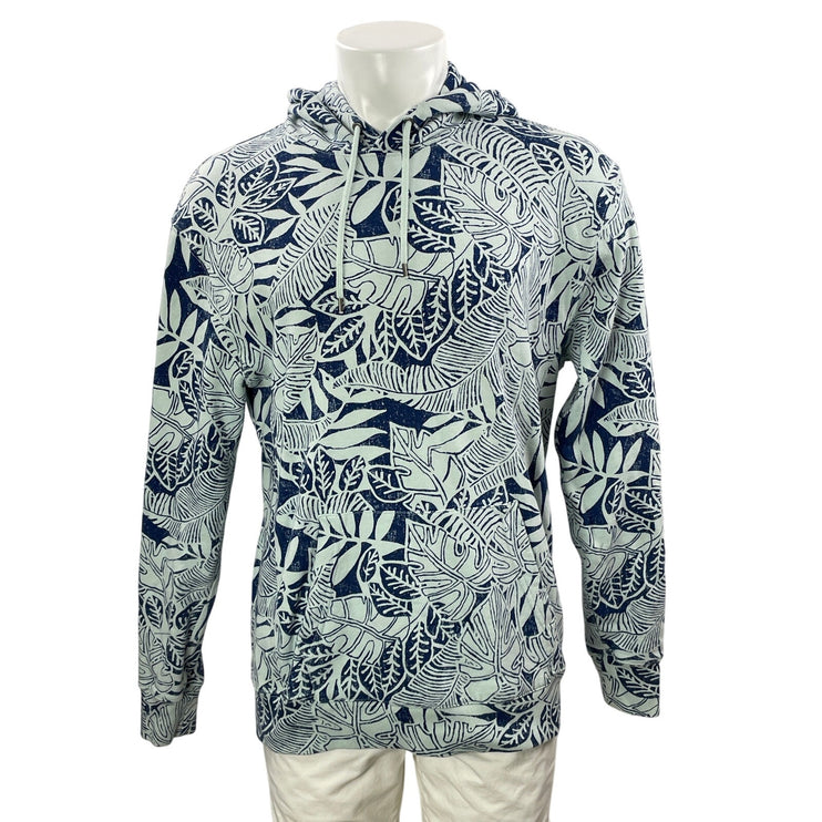 J.Crew Men's Blue Long Sleeves Tropical Print Hoodie Hooded Sweatshirt Top Sz MT