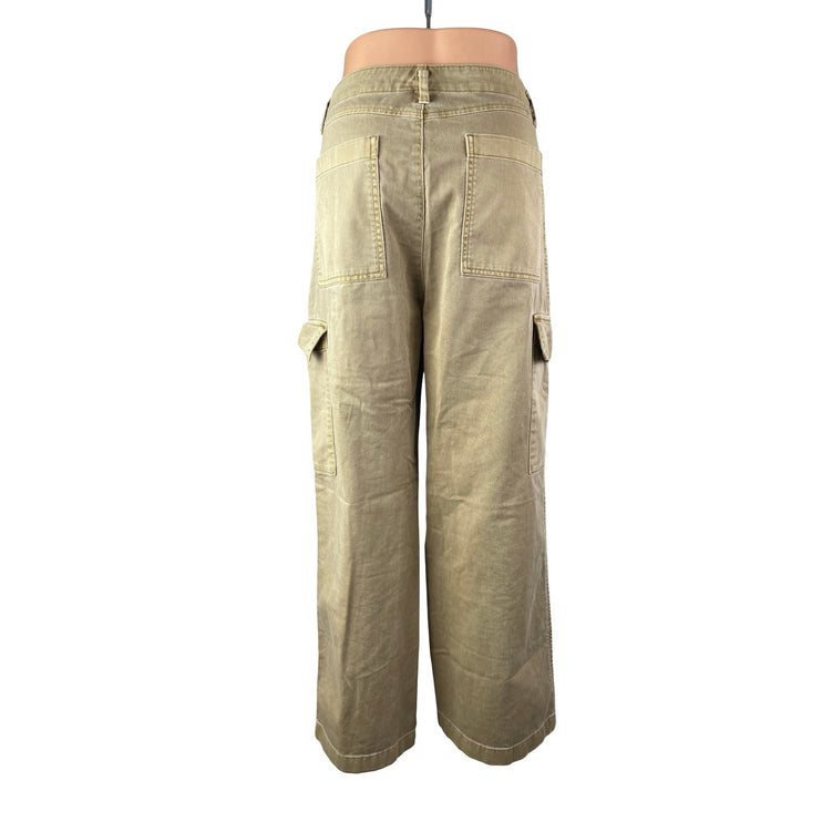 Gap Women's Beige Khaki High Rise Wide Leg Baggy Cargo Trousers Pants Size 8