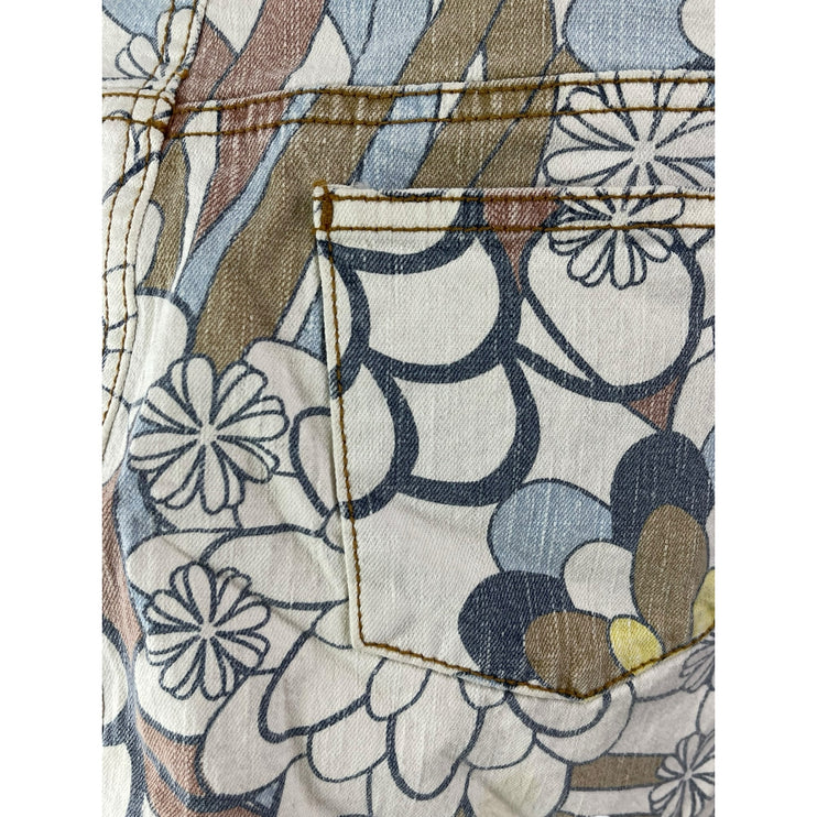 Guess Women's Multicolor Floral High Rise Zip Front Stretch Denim Mini Skirt 28