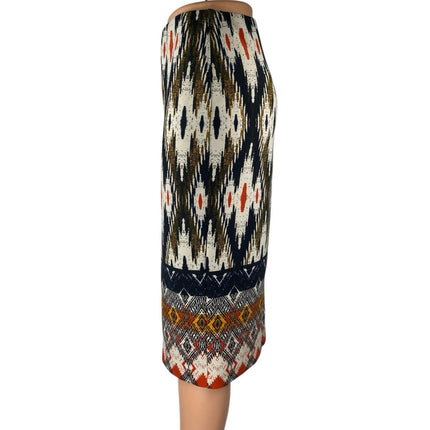Anthropologie Maeve Multicolor Aztec Tribal Print Knee Length Pencil Skirt Sz S