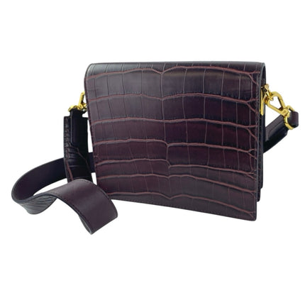 JW Pei Women's Burgundy Faux Leather Vegan Croc Mini Flap Crossbody Handbag OS