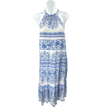 Ann Taylor LOFT White Blue Floral Sleeveless High Neck Midi Shift Dres – Brie Ann Taylor LOFT White Blue Floral Sleeveless High Neck Midi Shift Dres – Brie